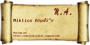 Miklics Alpár névjegykártya